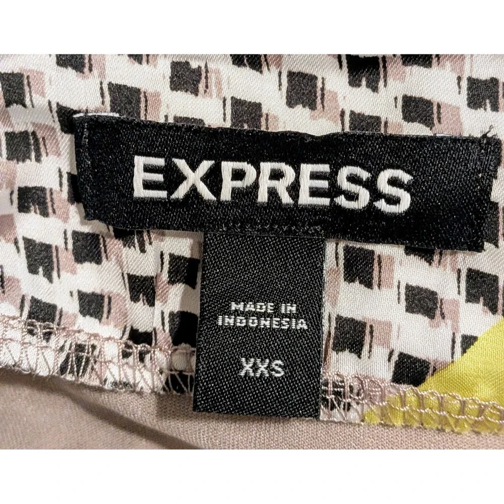 EXPRESS Geometric Print Cowl Neck‎ Slip Maxi Dress Green Black White XXS NWOT - Picture 5 of 8